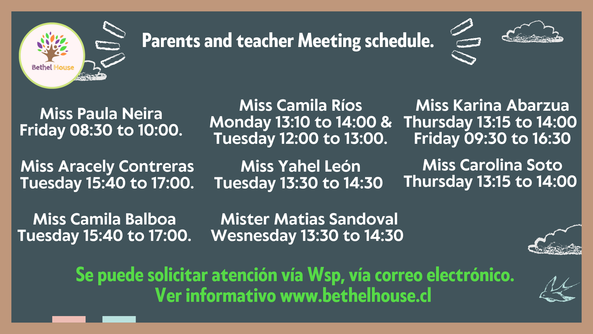 horario de atención de apoderados